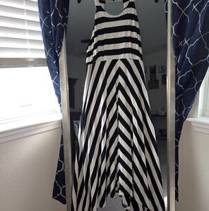 INC International Concepts Black and White Striped High Low Dress
